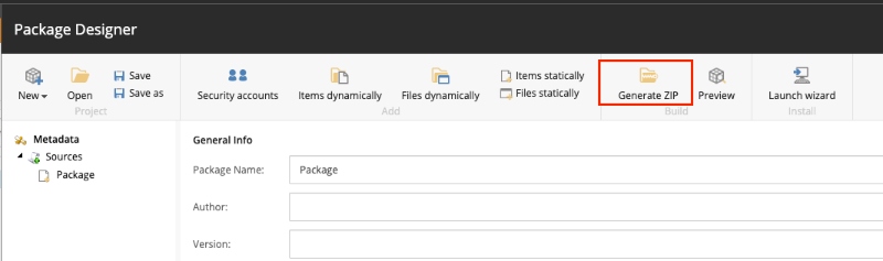 Generate a zip file step when creating a package in Sitecore