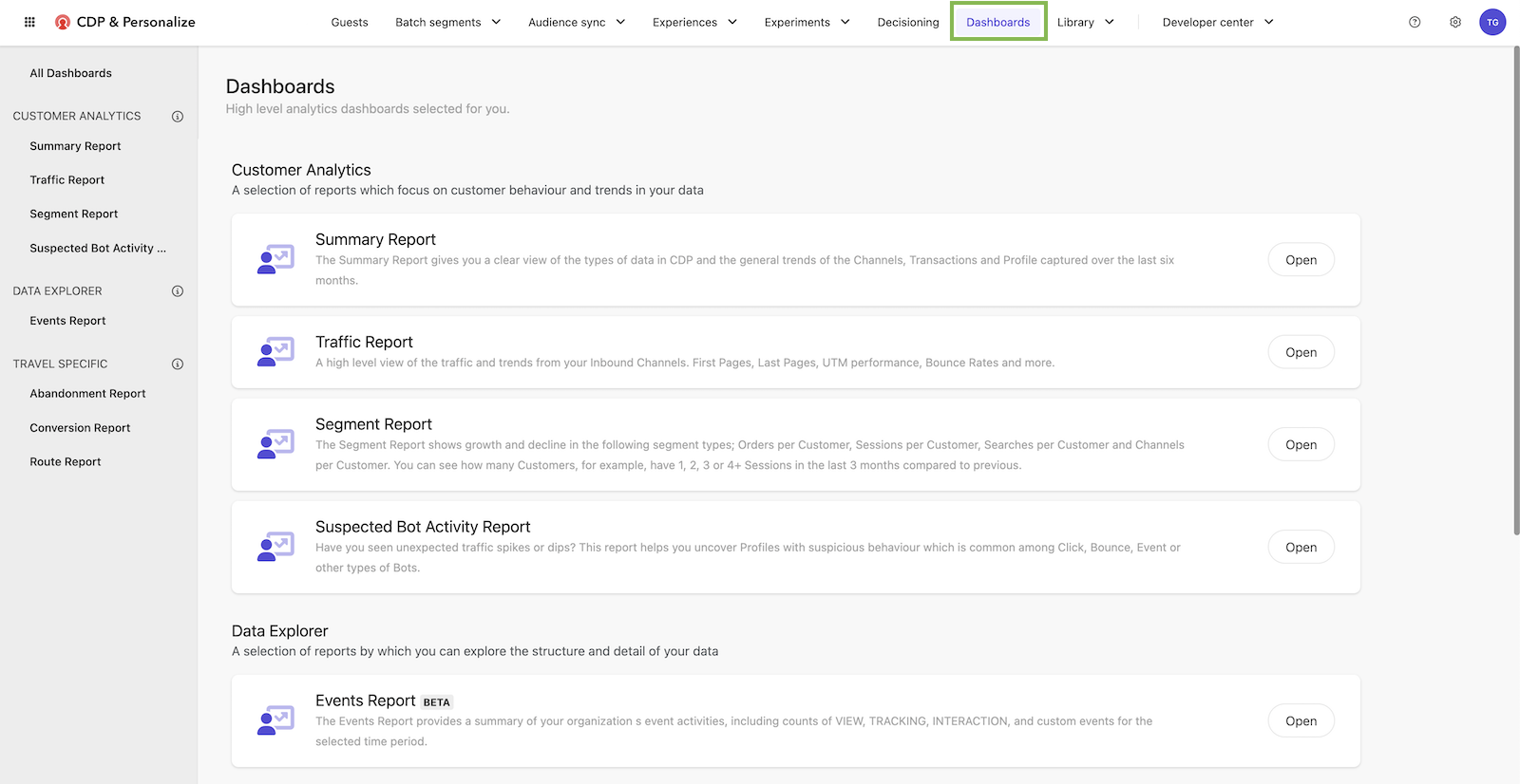 Dashboards in Sitecore CDP and Personalize