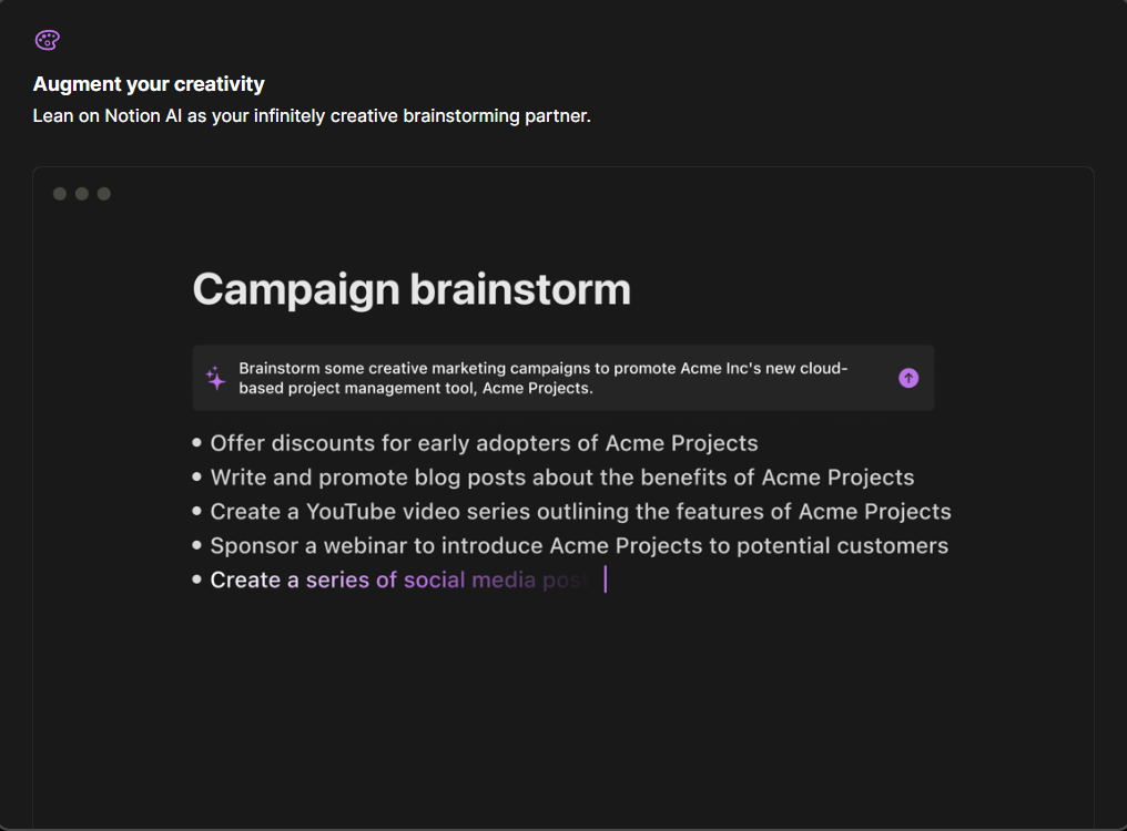 Screenshot of Notion AI
