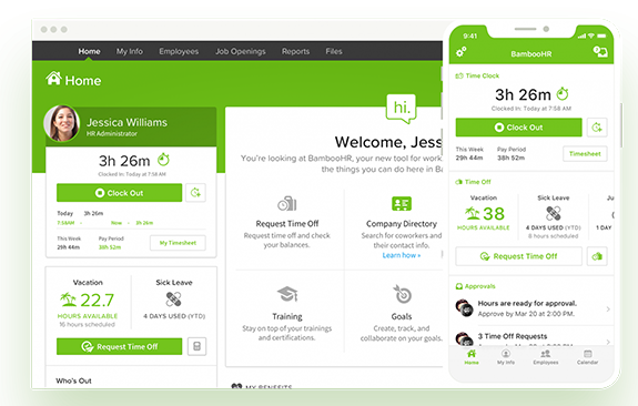 Screenshot of a dashboard in BambooHR