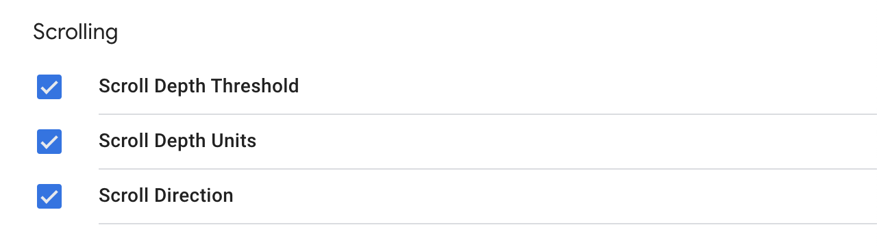 Enabling the built-in scroll variables in Google Tag Manager
