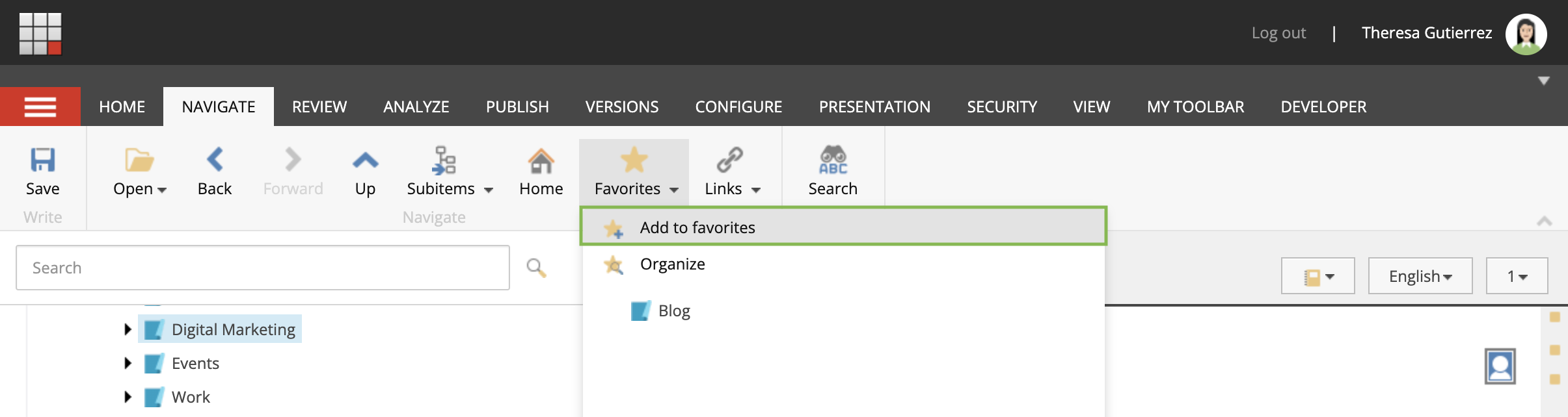 Sitecore Content Editor Favorites