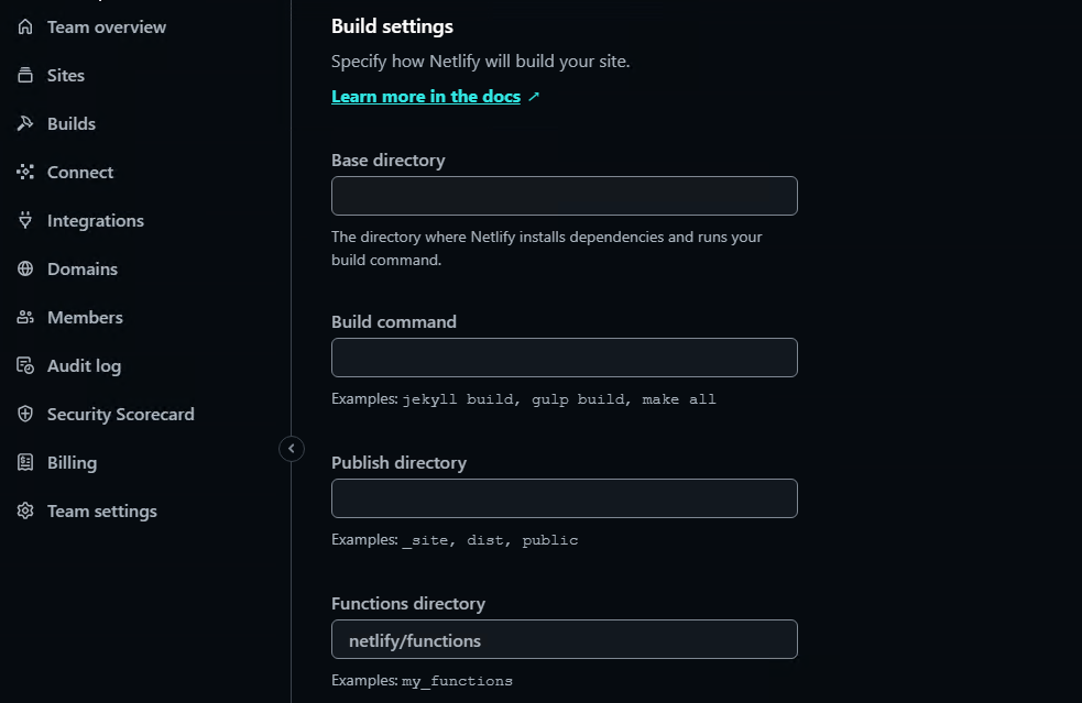 Configuring A New Site In Netlify