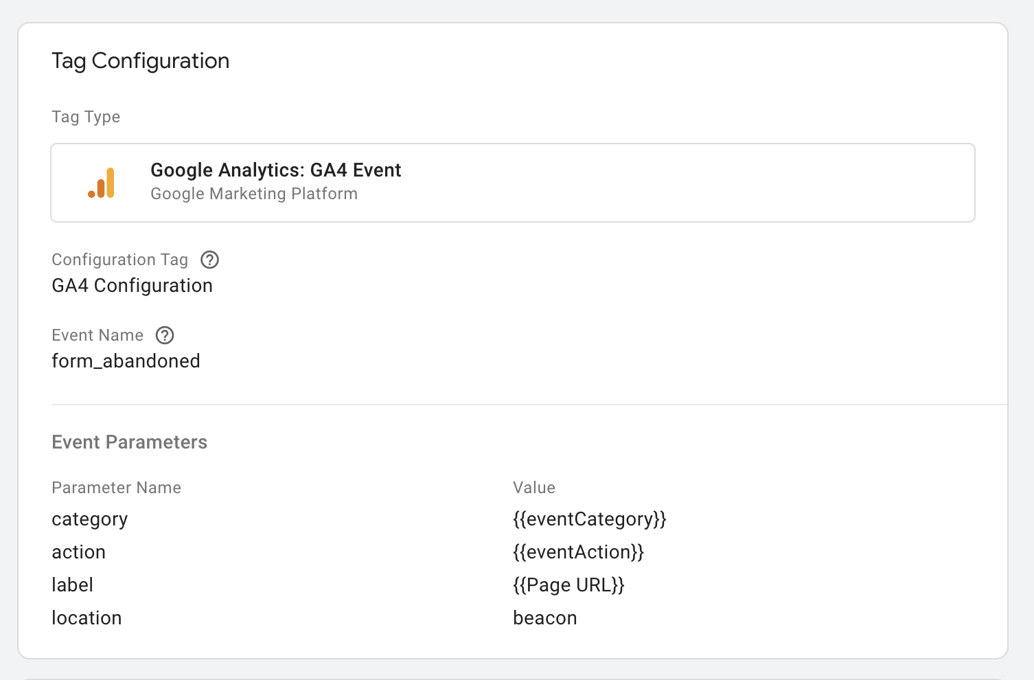 Google Tag Manager form abandonment tag configuration