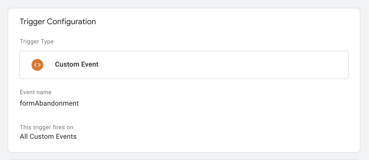 Google Tag Manager form abandonment trigger configuration