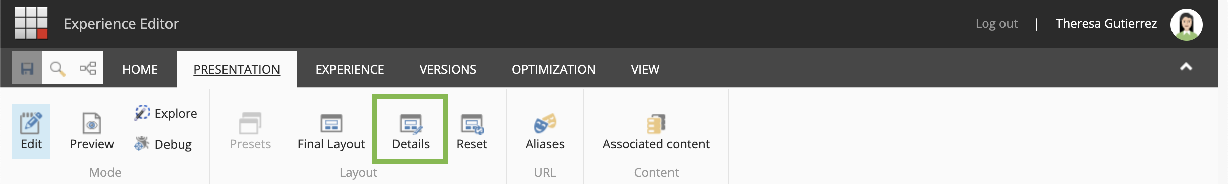 Sitecore Experience Editor Presentation Details