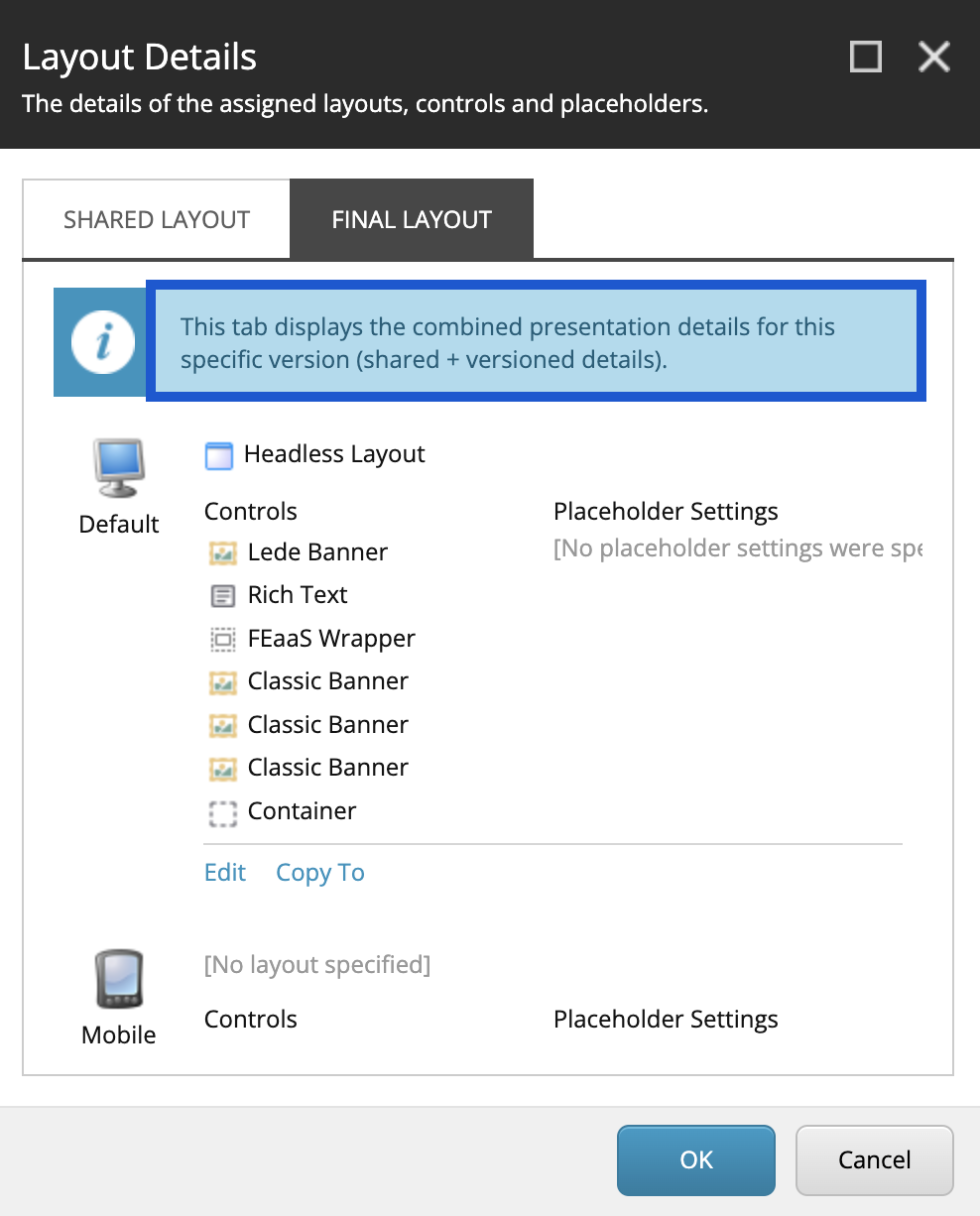 Sitecore Final Layout Presentation Details