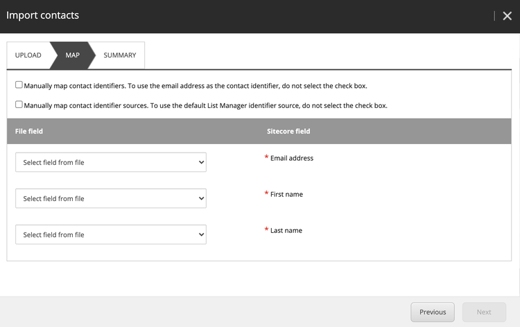 Map uploaded contacts in Sitecore