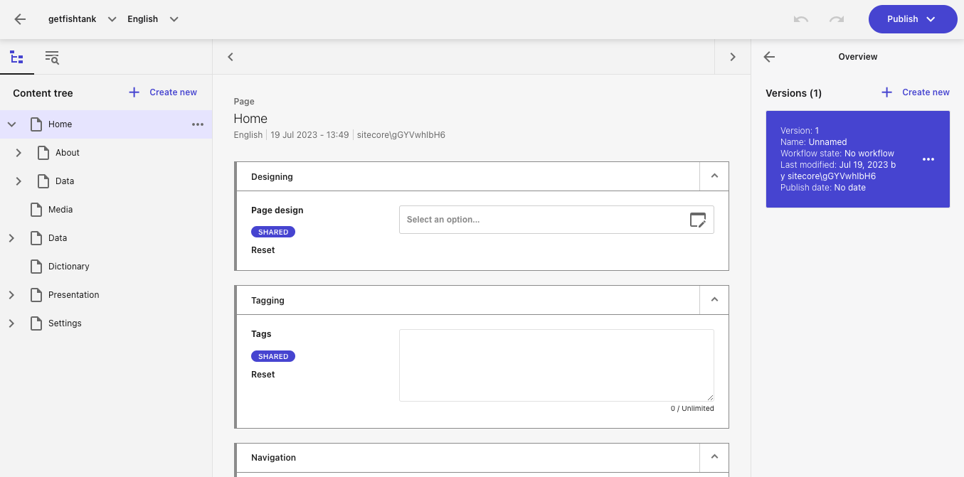 Sitecore XM Cloud Content Manager screen