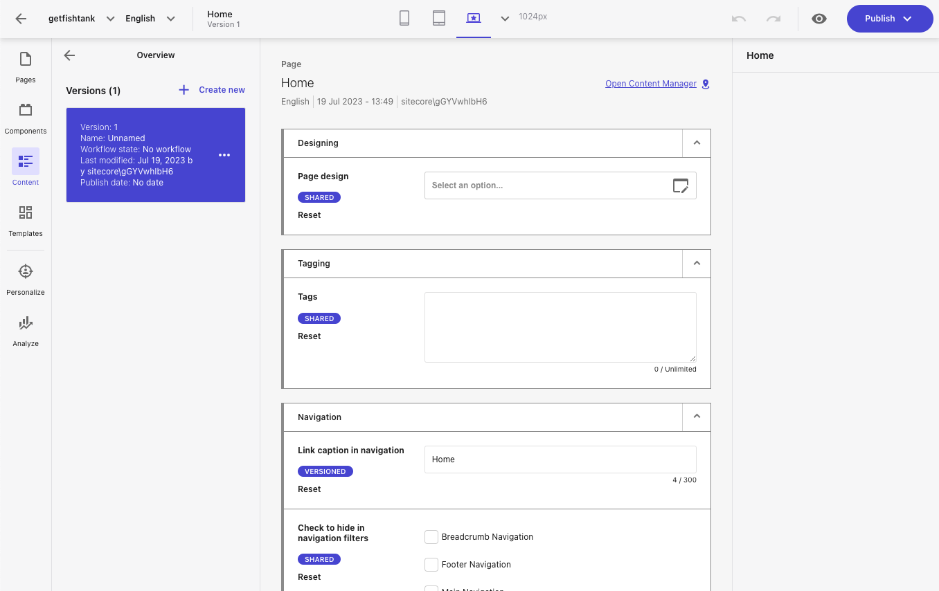 Sitecore XM Cloud Pages Content Manager 