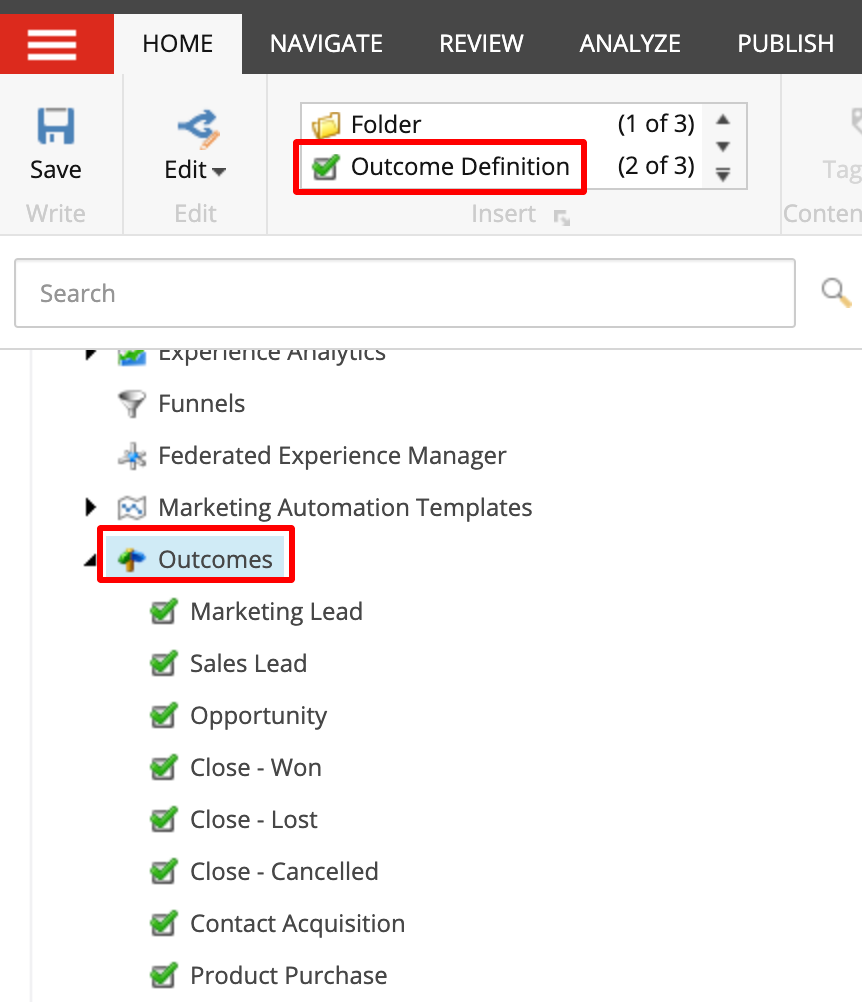 Adding a new outcome definition to Sitecore