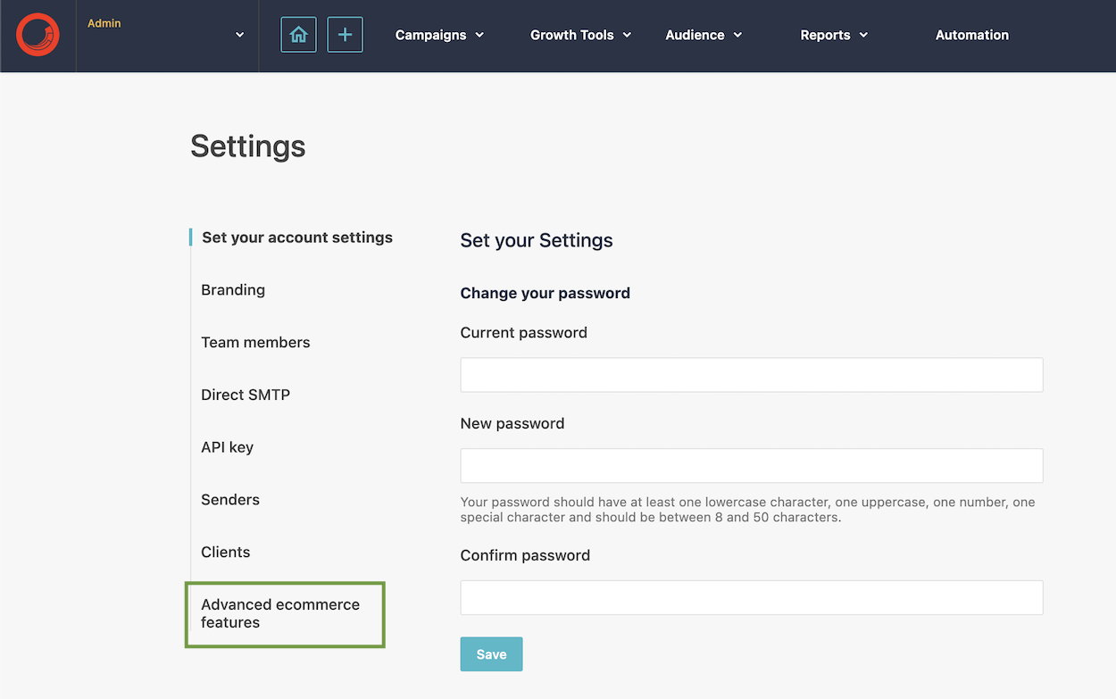 Screenshot of Sitecore Send Advanced Ecommerce Settings