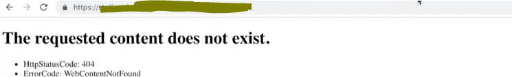 Screenshot of a "The requested content does not exist" error message