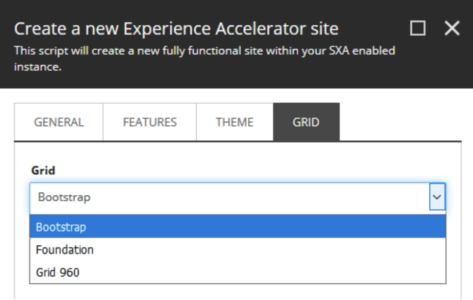 Sitecore SXA Grid Options