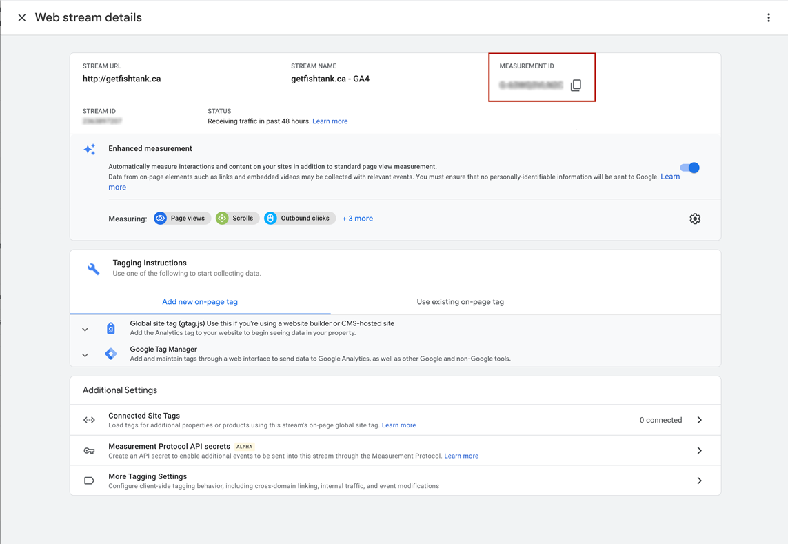 Finding a measurement ID in GA4 for Google Tag Manager