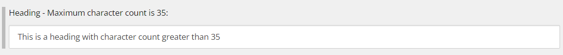 Screenshot of the suggested field character count in Sitecore