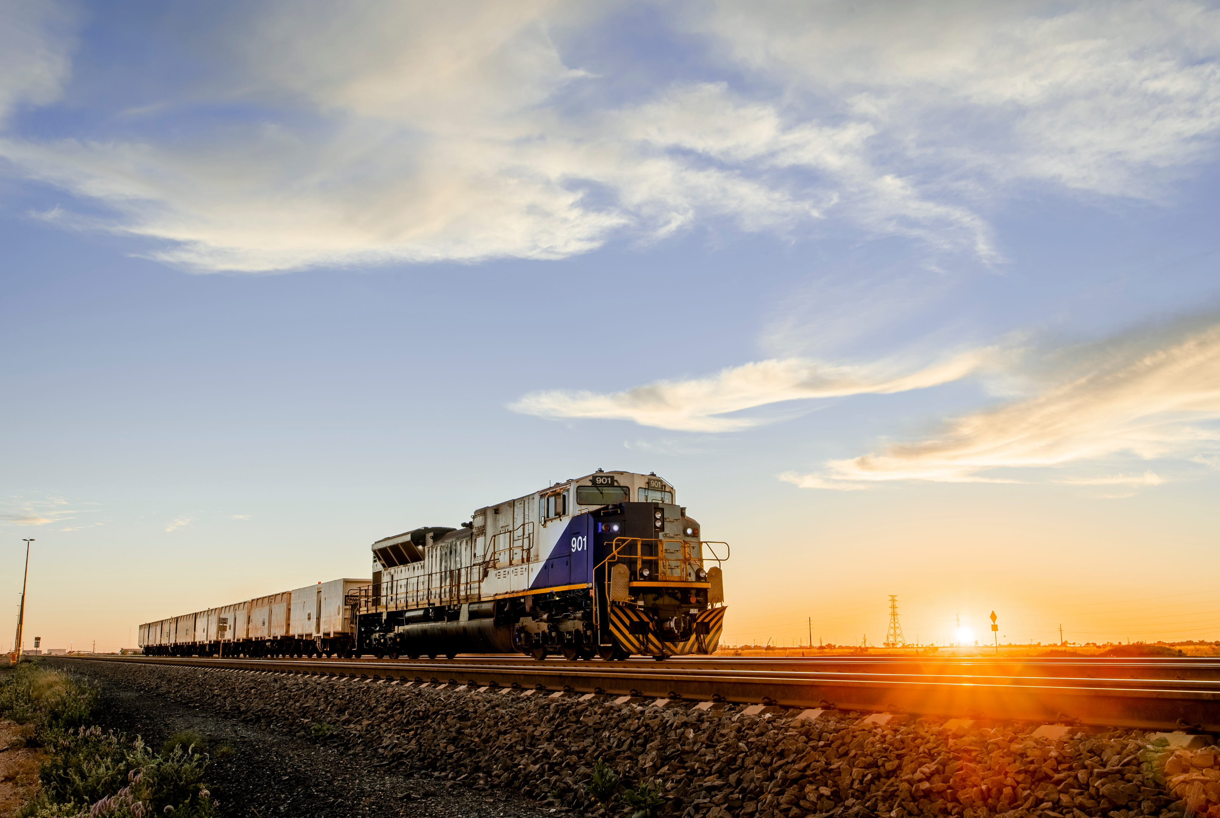 train-sunset