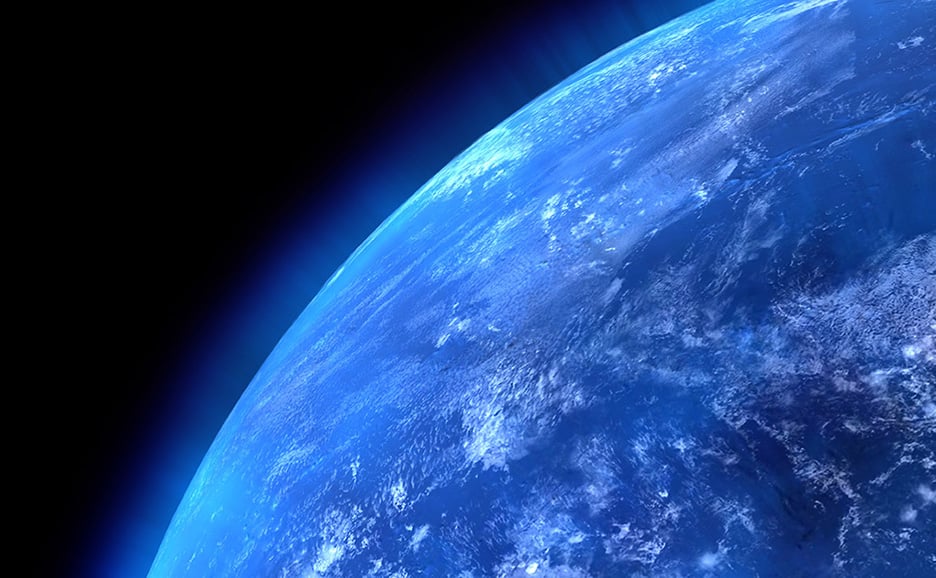 宇宙から見た地球の青い惑星。
