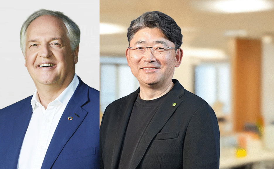 Paul Polman, former CEO of Unilever, and Shin Shuda of Fujitsu.