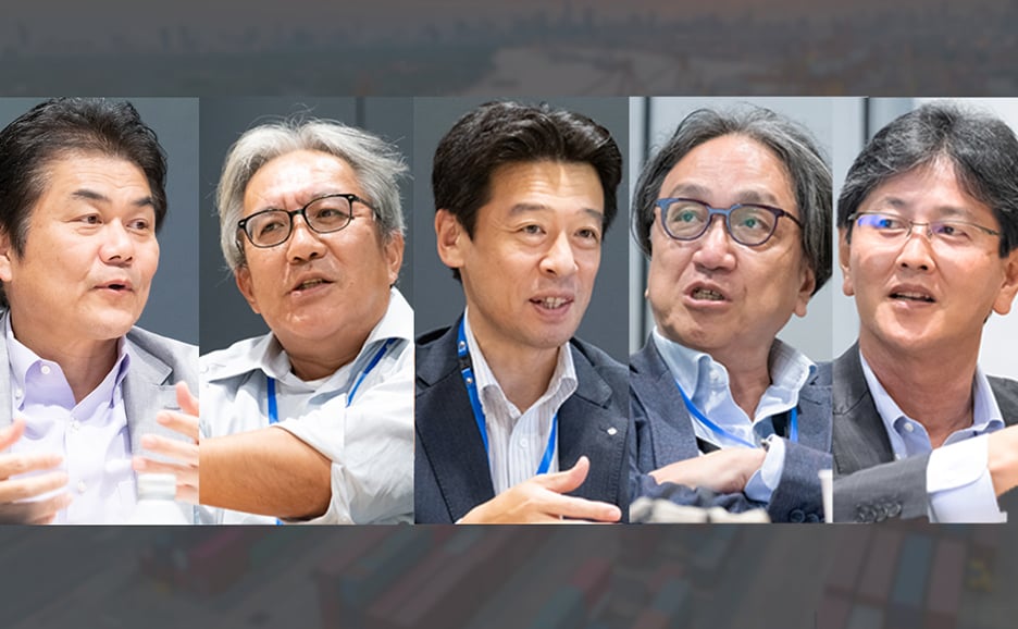 画像左から:富士通株式会社 瀧澤 健、セイノーラストワンマイル株式会社 河合 秀治 氏、東京海上レジリエンス株式会社 堀内 伸 氏 、東京海上日動火災保険株式会社 小林 且弥 氏、サントリーホールディングス株式会社 竹本 宏志 氏