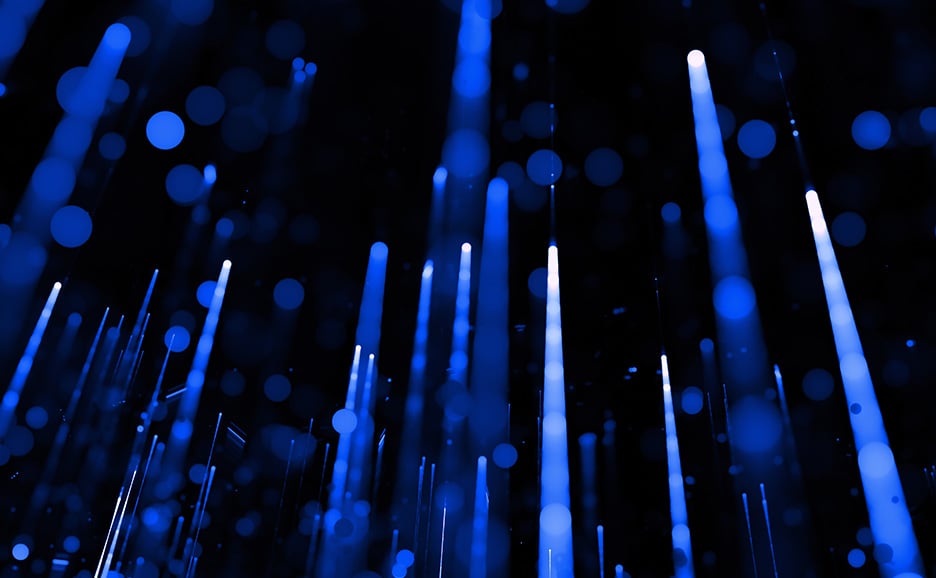 Blue background and white lines of light