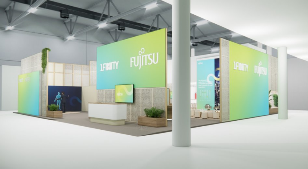 展示会「MWC Barcelona 2026」の富士通・1Finityブース