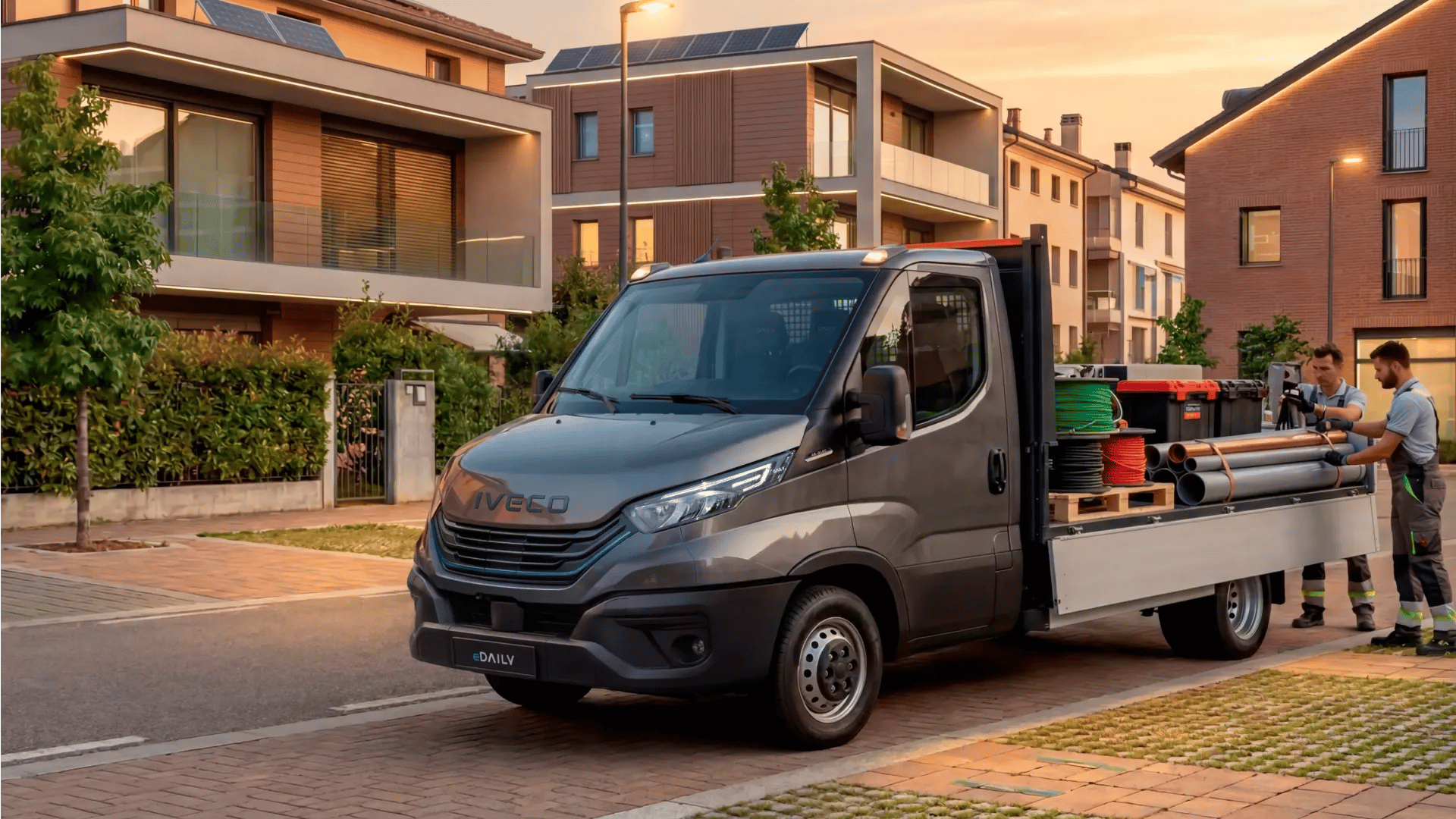 eDaily Cabinato grigio scuro vista laterale per idraulico in zona residenziale