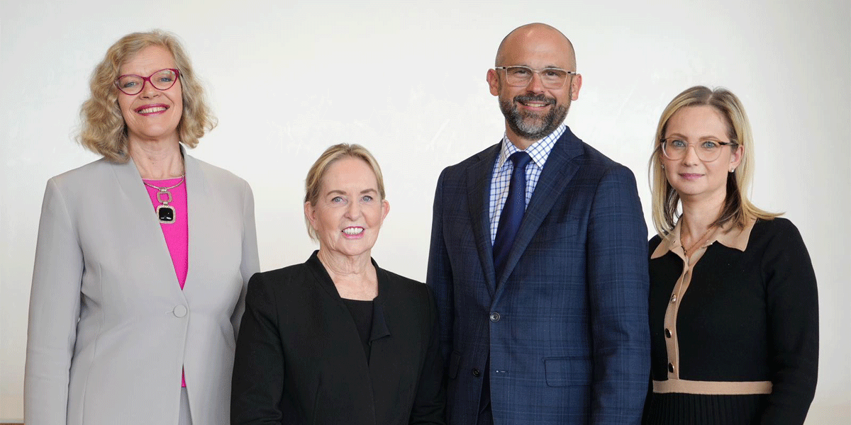 L-R Brighter Super CEO Kate Farrar, Finance Minister Ros Bates, Treasurer David Janetzki and QIC Private Equity Head of Asia Pacific Crystal Russell