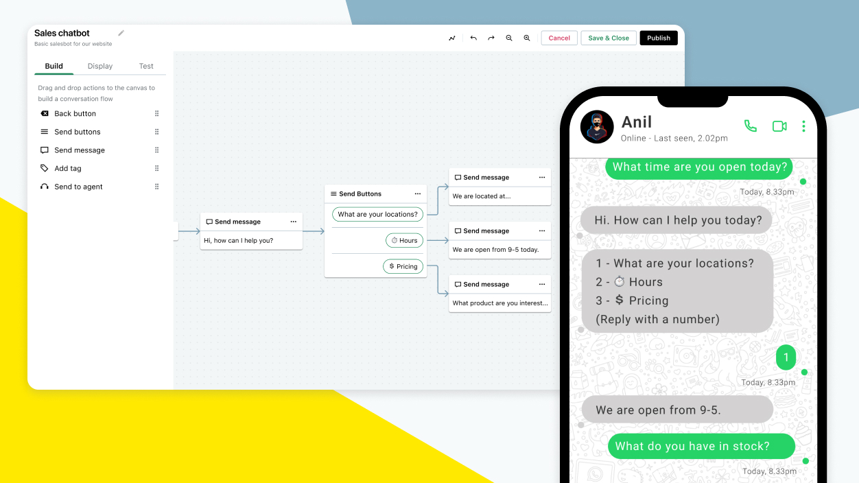 GoTo Connect Chat Assistant for WhatsApp window automating customer detail collection