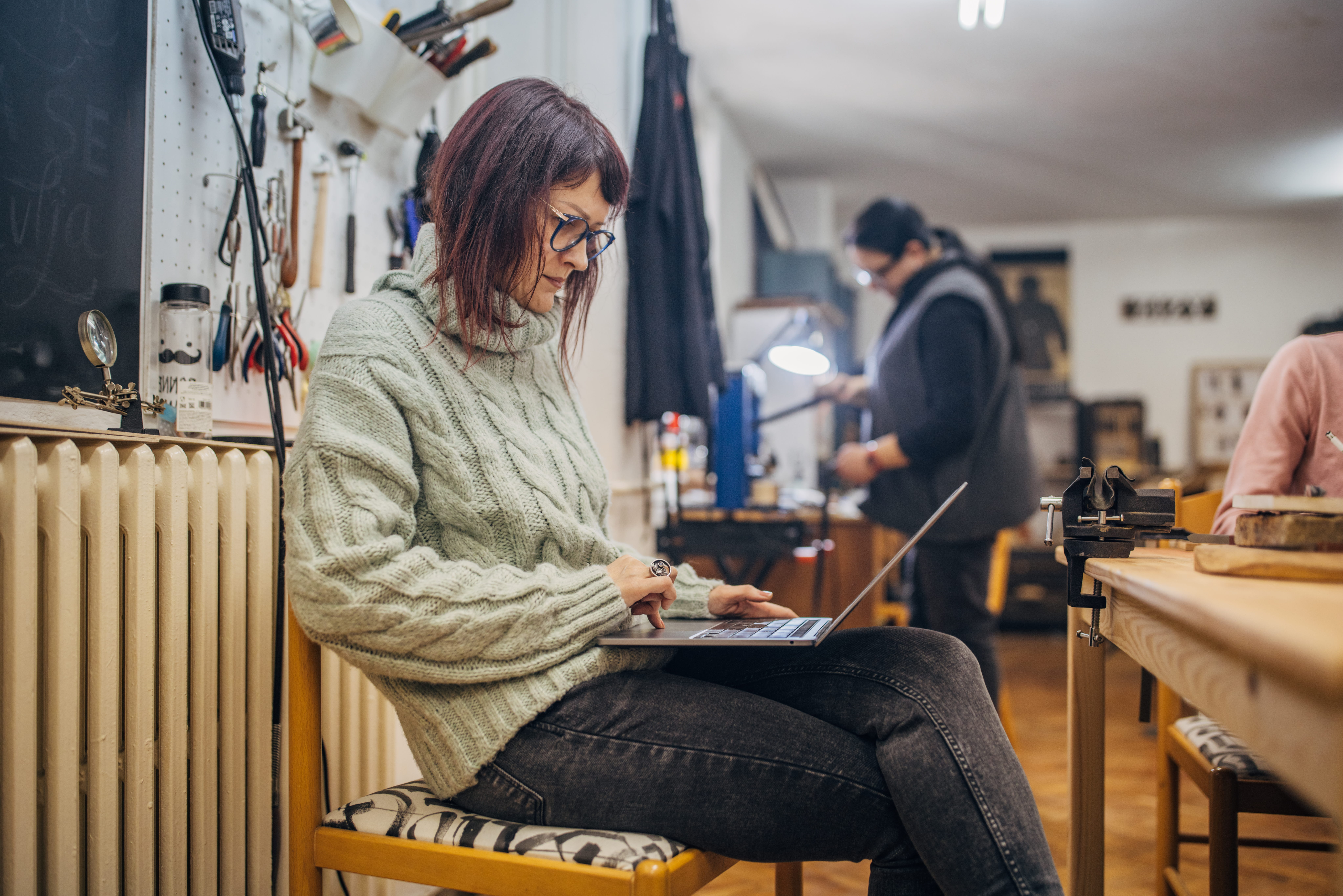 woman working on her laptop 