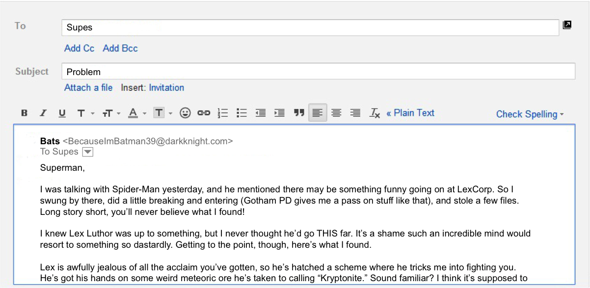 astuces pour les e-mails professionnels – exemple simple et incorrect