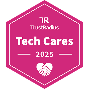Trust Radius Tech Cares 2025 badge.