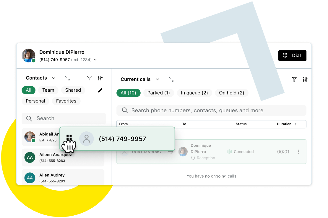 Close up view for GoTo’s Attendant Console in real time.