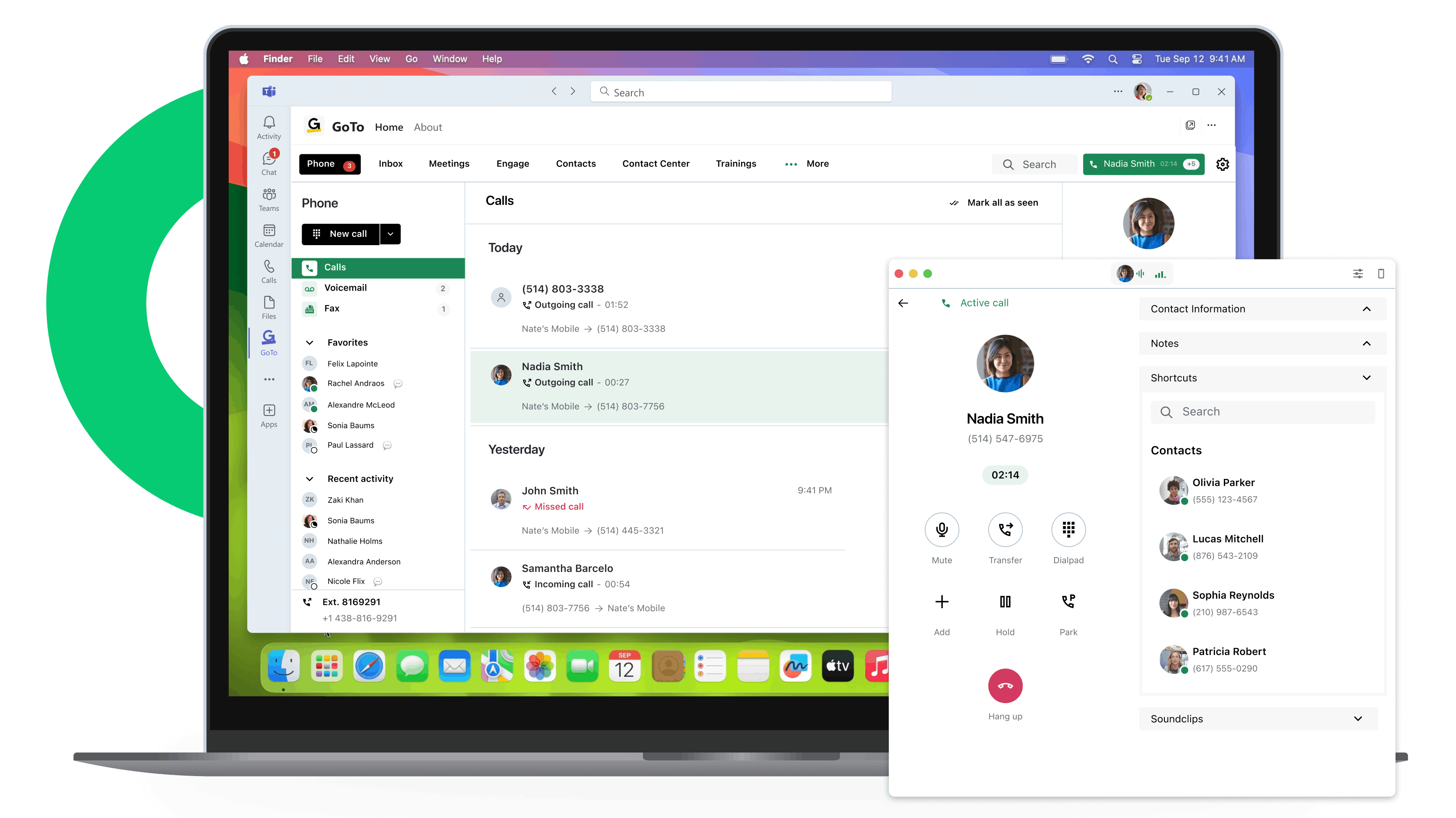 GoTo Connect unified communications platform showing integrated calling, messaging, and contact center tools in a single interface.