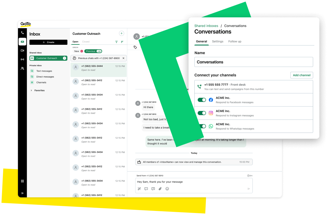 UI showing the customer experience.