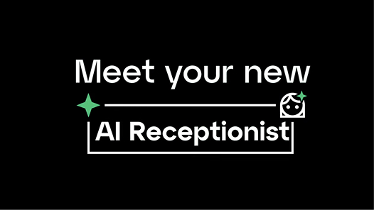 White text on black background that reads Meet your new AI Receptionist.