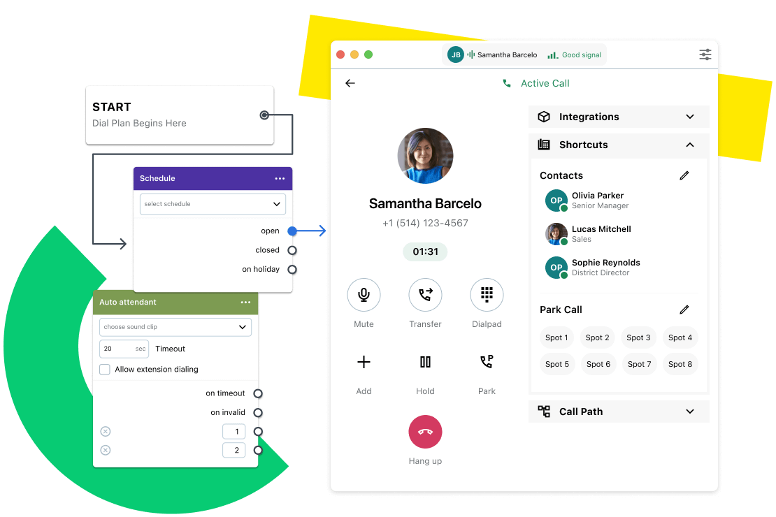 UI showing the cloud phone system.