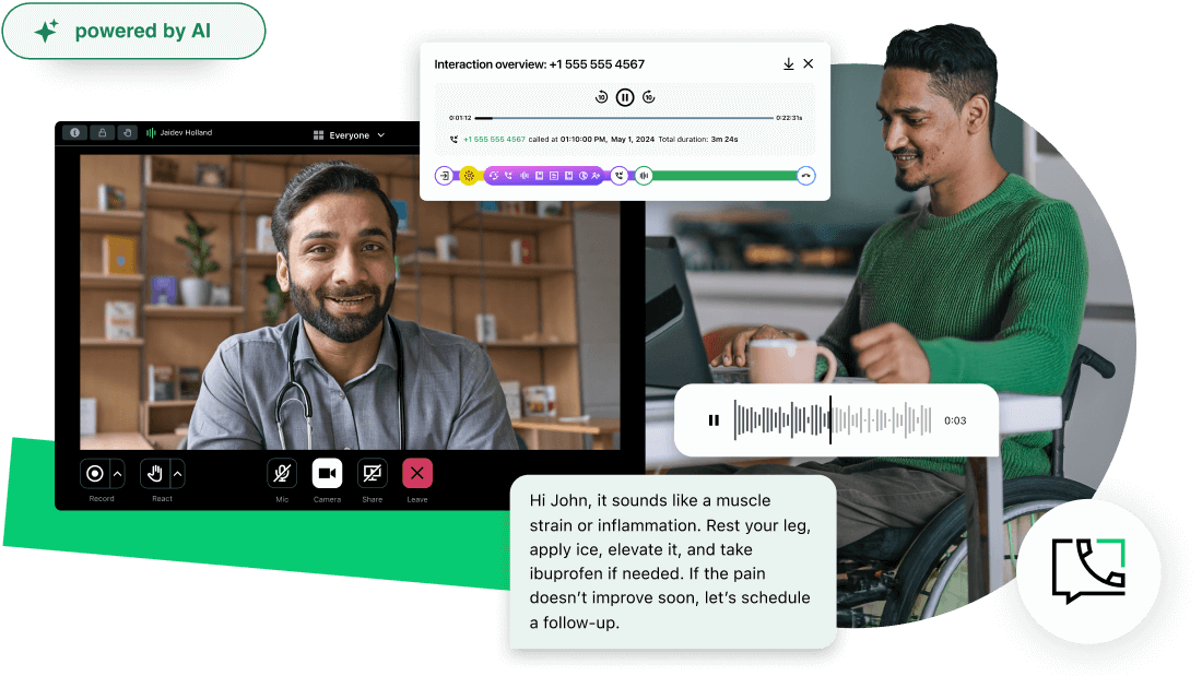 GoTo Connect es una plataforma integral diseñada para la comunicación en el sector sanitario, que ofrece citas virtuales sin interrupciones, información con tecnología de IA y herramientas para mejorar la atención al paciente.