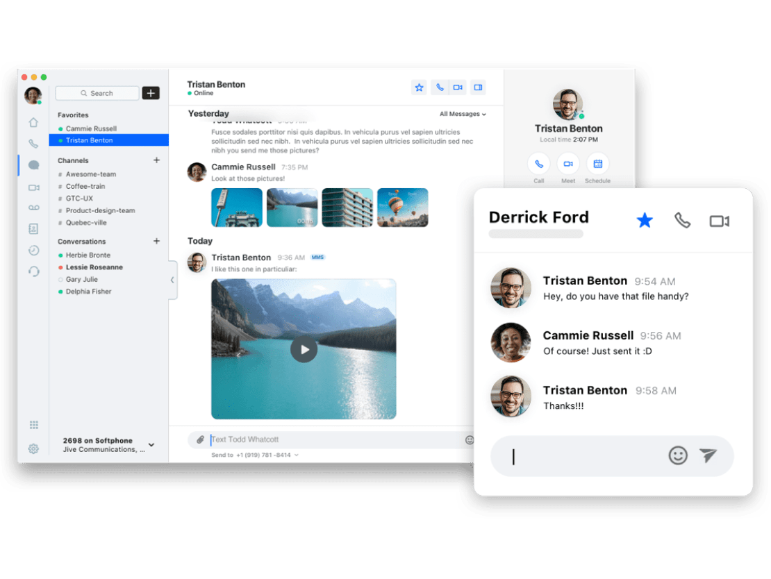 GoTo Connect’s messaging and team chat interface. 