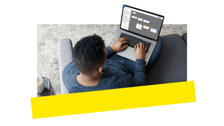 An employee using GoTo Connect’s Dial Plan editor to connect callers to agents.