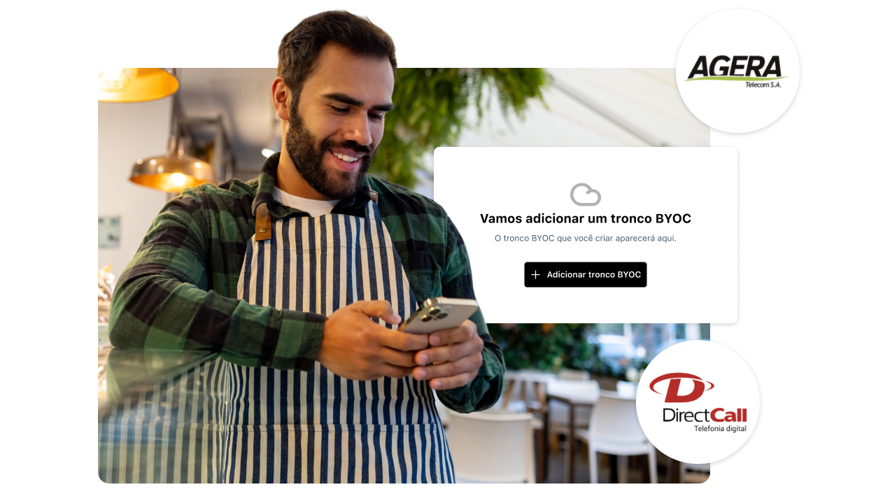 Small business owner using their mobile phone to connect their existing number and carrier to Goto Connect.
