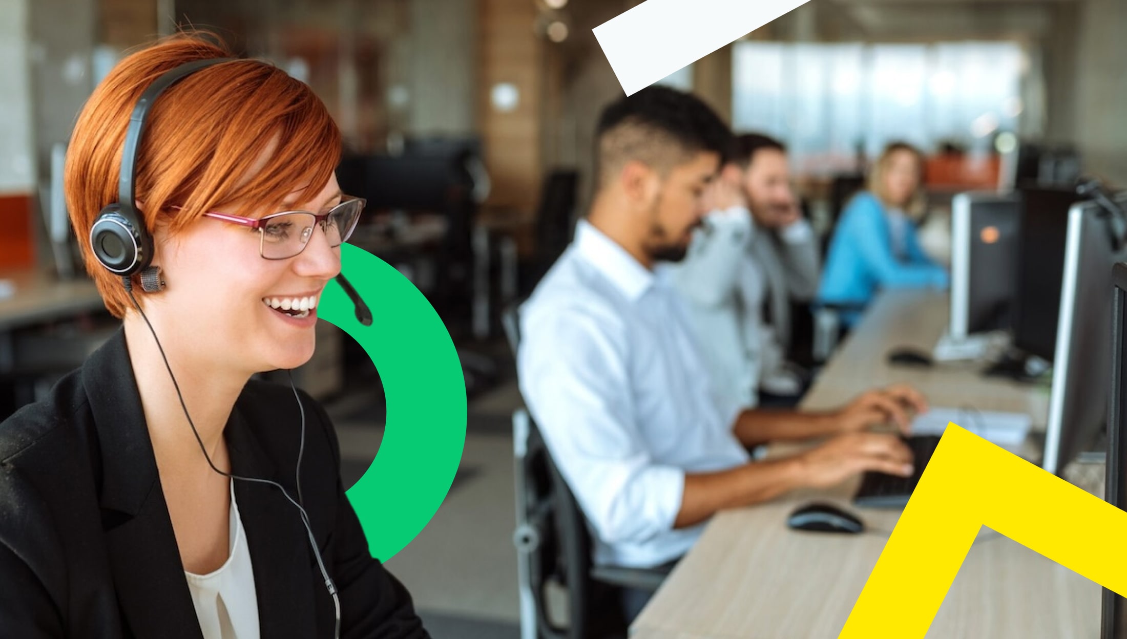 People working at their desks.