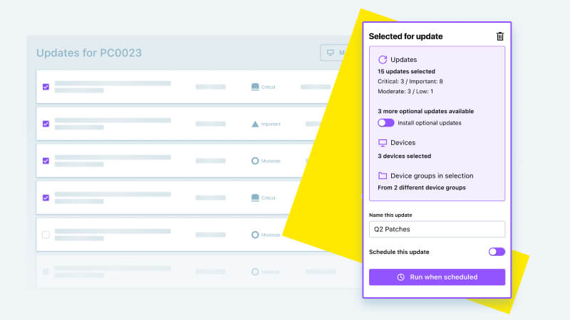 LogMeIn Resolve’s patch management tool allows organizations to run updates on one or multiple devices to stay secure.