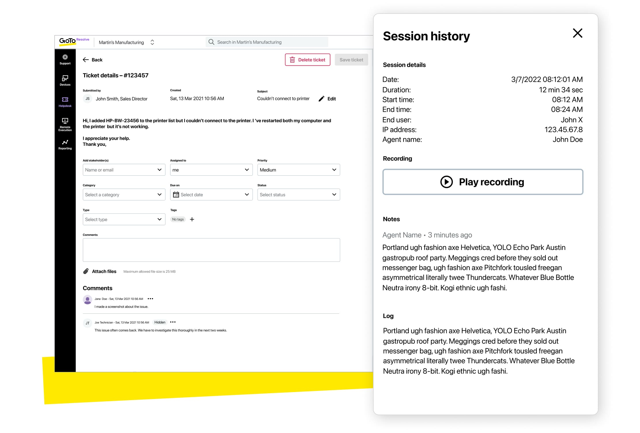 Registre as sessões de suporte, monitore o desempenho das equipes e descubra o que elas podem melhorar
