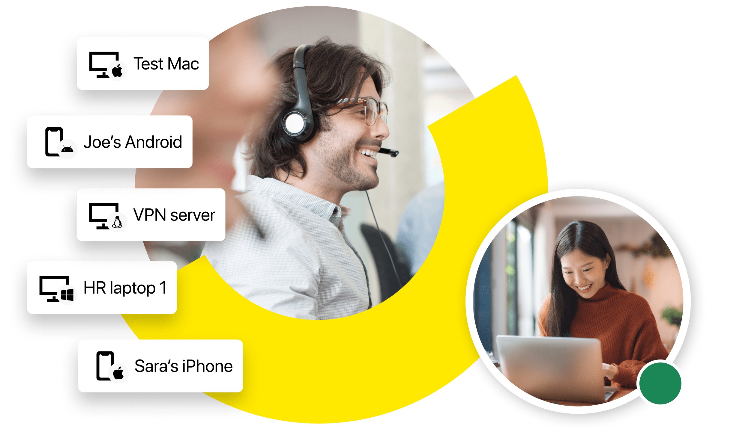 Screen view of technician remotely accessing a worker’s desktop device.