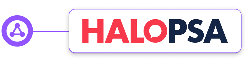 Illustration of LogMeIn Resolve integration with HaloPSA that automatically turns endpoint alerts into support tickets