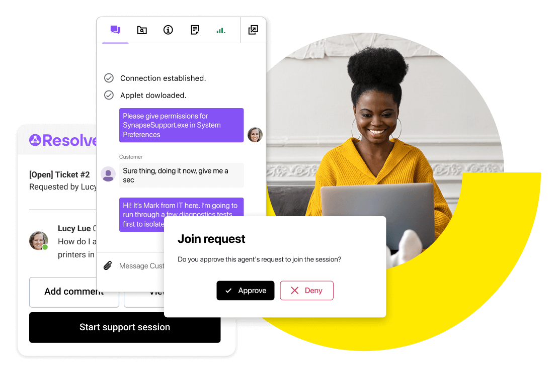Diagrama da arquitetura de segurança de confiança zero do LogMeIn Resolve com chave de assinatura.