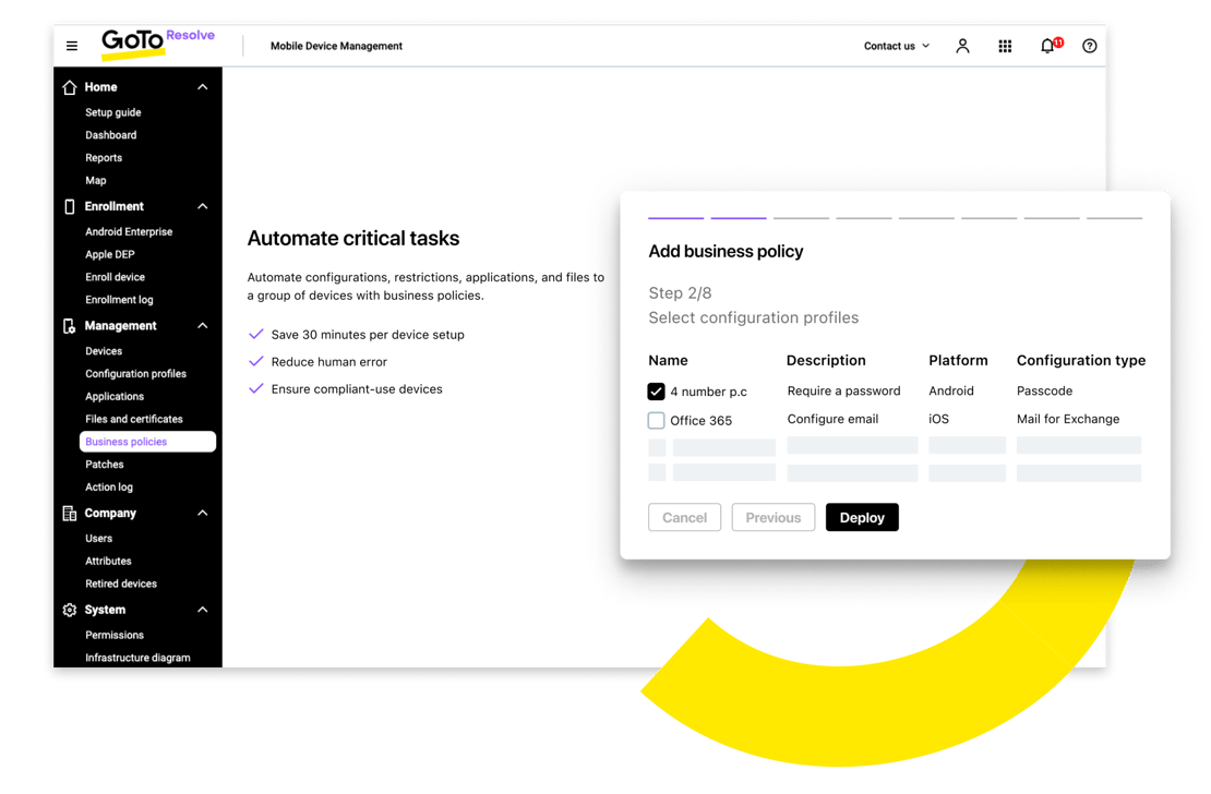 Ferramenta de suporte de TI remoto do LogMeIn Resolve com recurso de transferência de sessão que permite que um agente de TI transfira uma sessão remota de computador a outro agente.