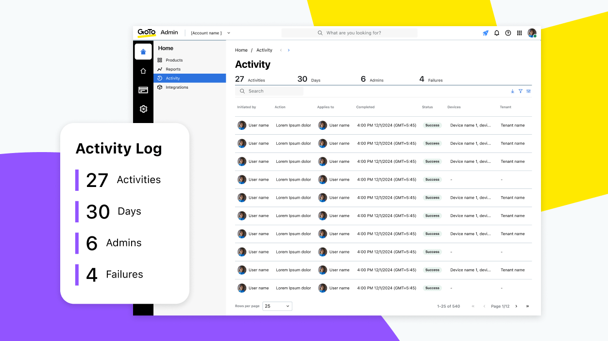 Resolve activity log dashboard for tracking events, compliance, and troubleshooting.