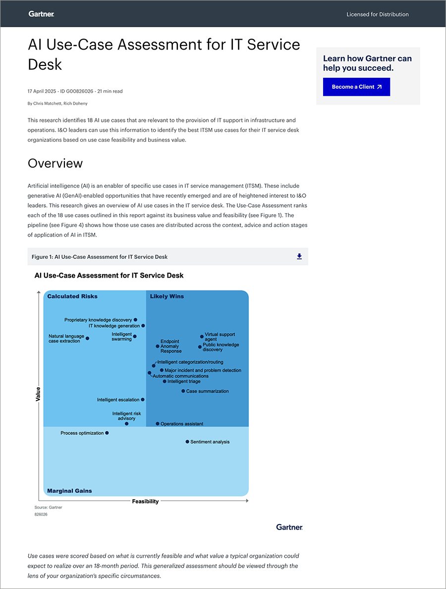 Gartner® AI Use-Case Assessment for IT Service Desk